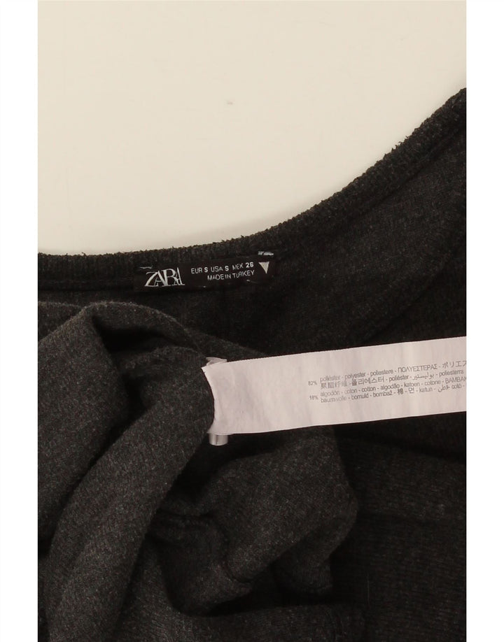 ZARA Vestido Camiseta Mujer UK 40 Pequeño Poliéster Gris