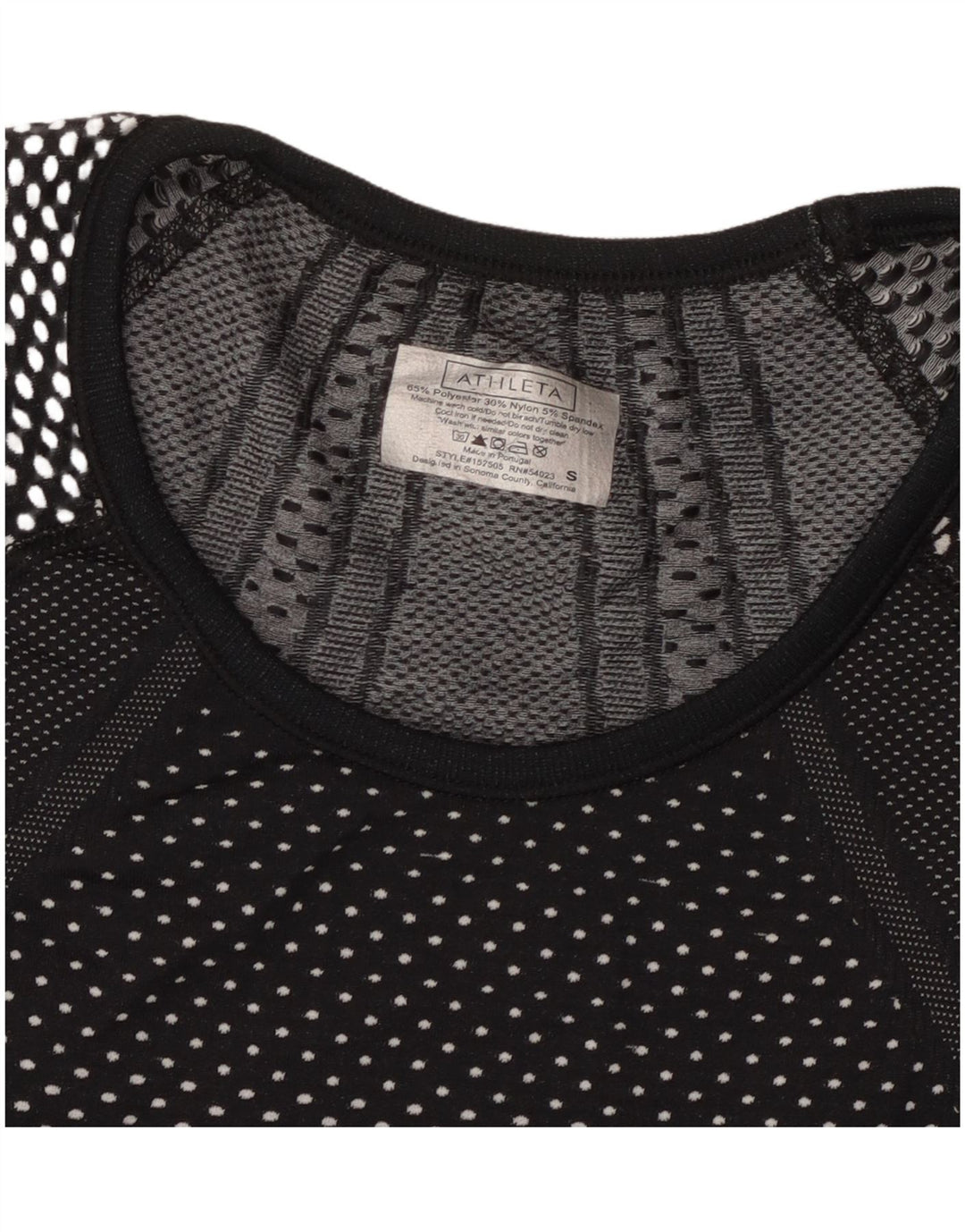 ATHLETA Camiseta para mujer Top UK 8 Small Black Spotted Poliéster