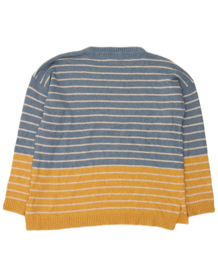 FAT FACE Suéter tipo jersey con cuello redondo para mujer UK 40 Azul medio a rayas
