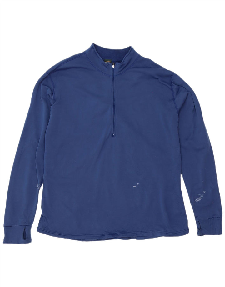 L.L.Bean Sudadera con Cuello y Cremallera para Hombre Jersey XL Poliéster Azul