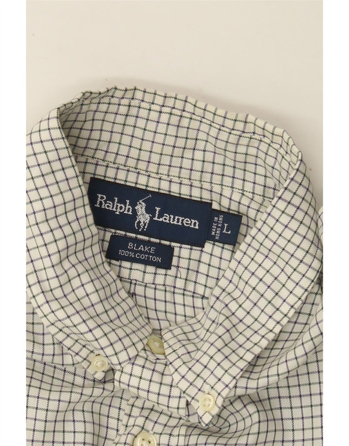 RALPH LAUREN Camisa Blake para hombre Algodón a cuadros blanco roto grande