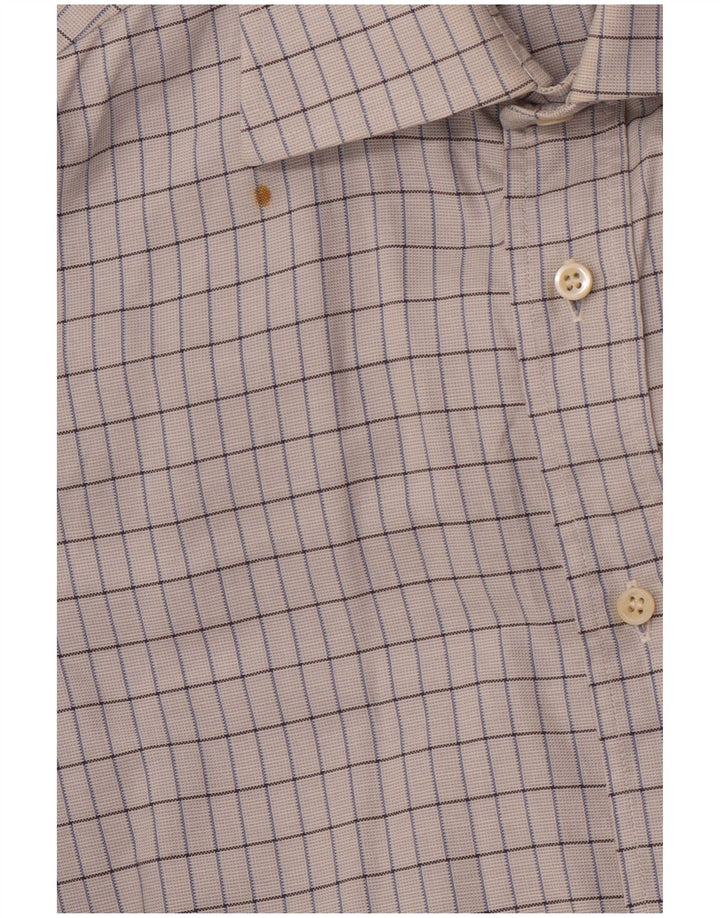 ERMENEGILDO ZEGNA Camisa para hombre Talla 41 16 Algodón a cuadros blanco roto grande