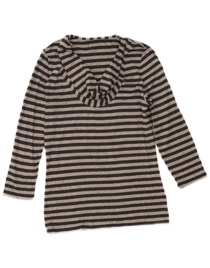 Phase Eight Top con cuello caído para mujer, manga 3/4, talla 40, talla pequeña, color gris a rayas