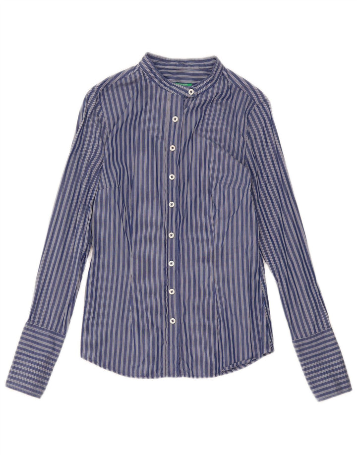 Camisa Benetton Mujer ES 40 Small Azul Marino Rayas