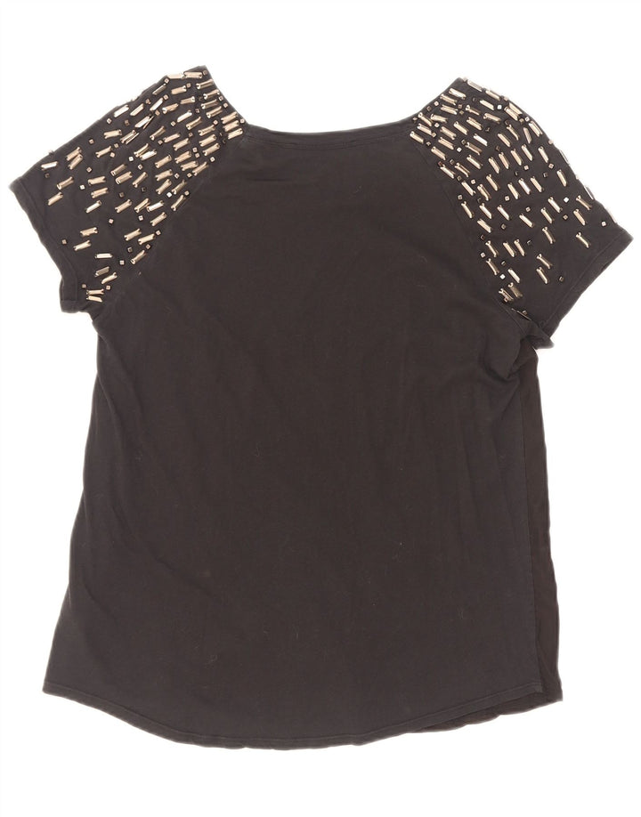 Max Mara Camiseta de fin de semana para mujer Top UK 12 Medium Black Cotton