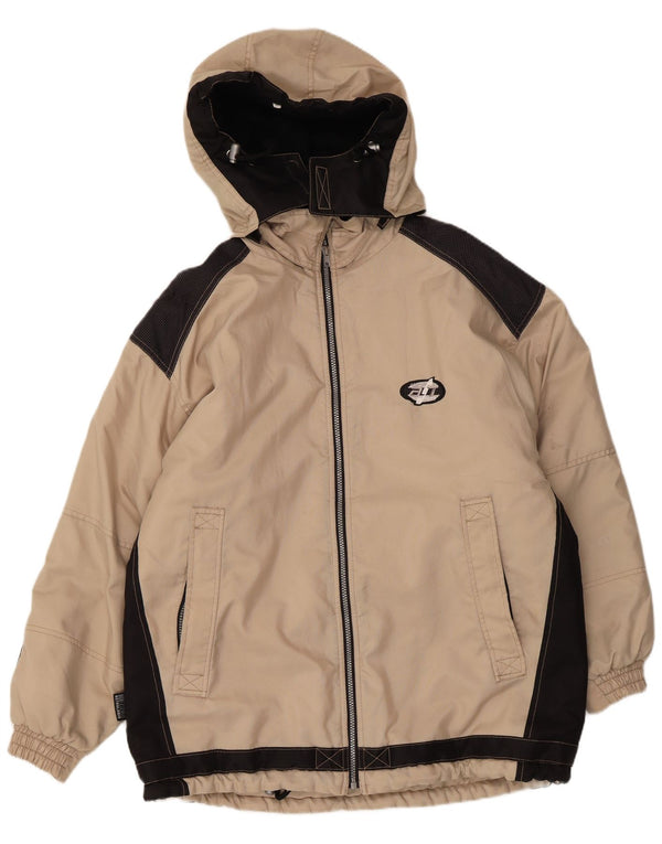 Astrolabio Chaqueta cortavientos con capucha para hombre UK 46 3XL Beige Colorblock