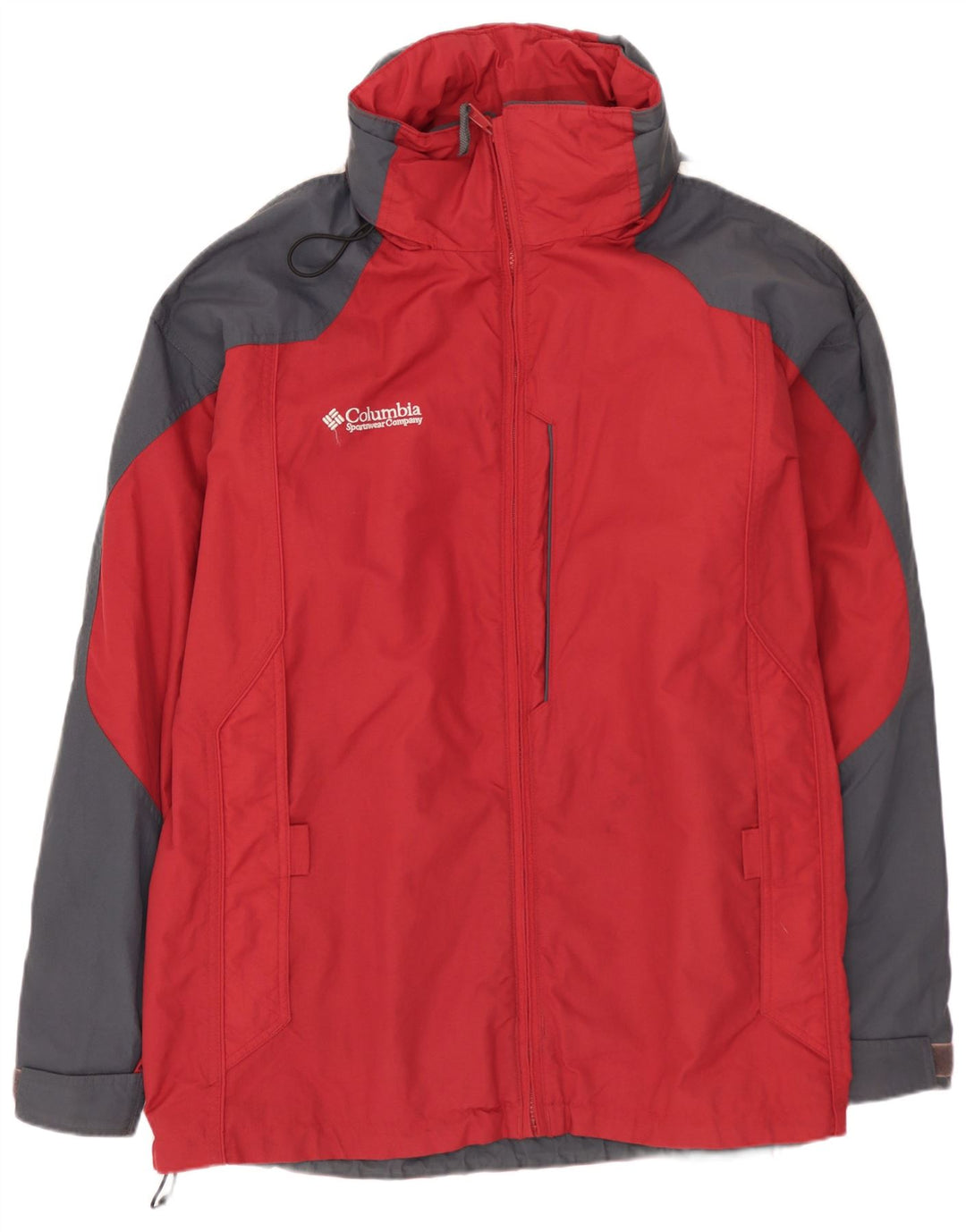 COLUMBIA Chaqueta cortavientos holgada para hombre UK 40 Large Rojo Colorblock