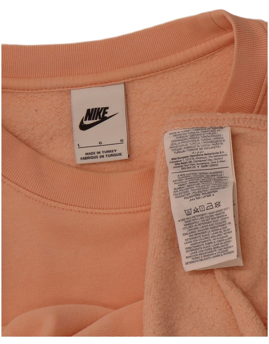 NIKE Hombre Sudadera Jumper Large Naranja Algodón