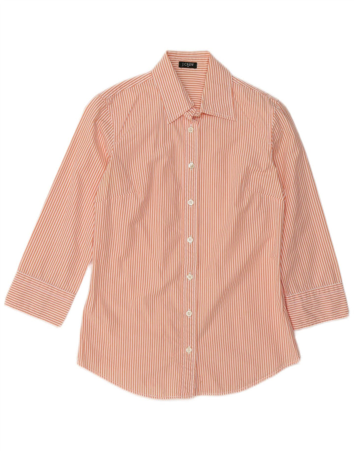 J. CREW Camisa de manga 3/4 para mujer UK 40 Algodón a rayas naranja medio