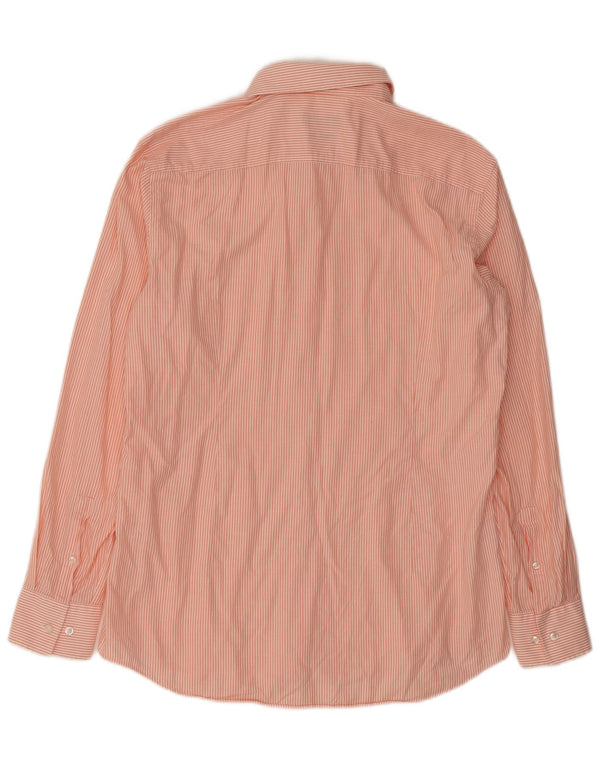 Hugo Boss Camisa slim fit para hombre Talla 42 16 1/2 Grande Algodón a rayas naranja