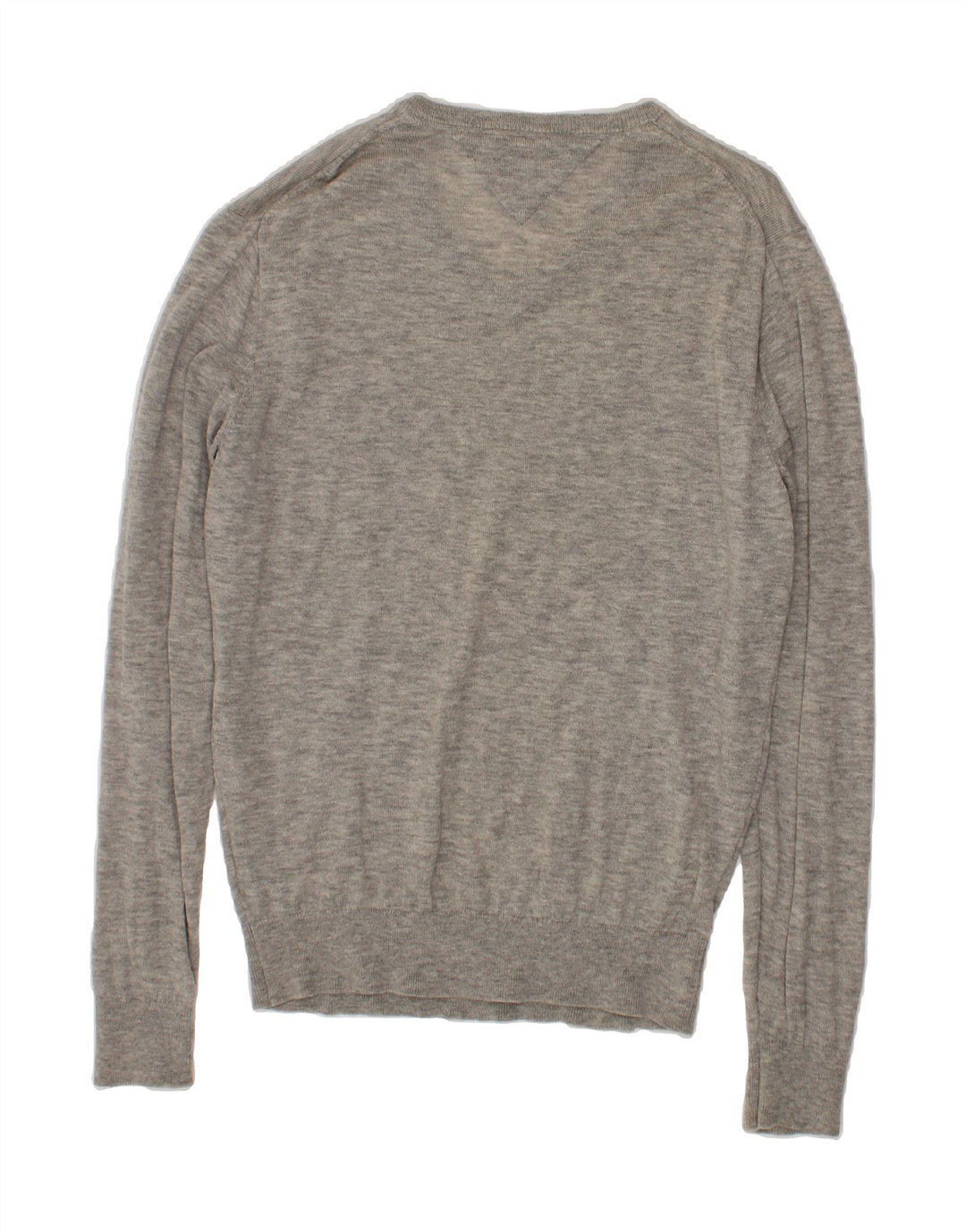 TOMMY HILFIGER Mens V-Neck Jumper Sweater Large Grey Lambswool Vintage Tommy Hilfiger and Second-Hand Tommy Hilfiger from Messina Hembry 