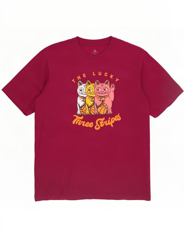 Adidas - Camiseta gráfica para hombre, parte superior de algodón burdeos medio