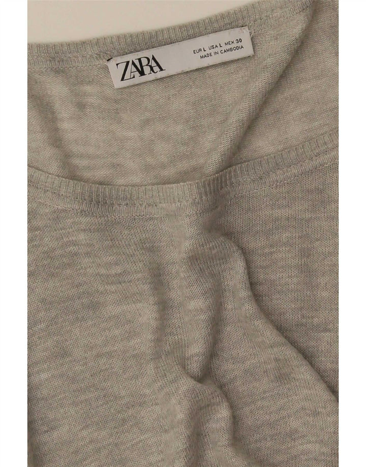 Zara Mujer Blusa Extragrande Top UK 46 Grande Gris
