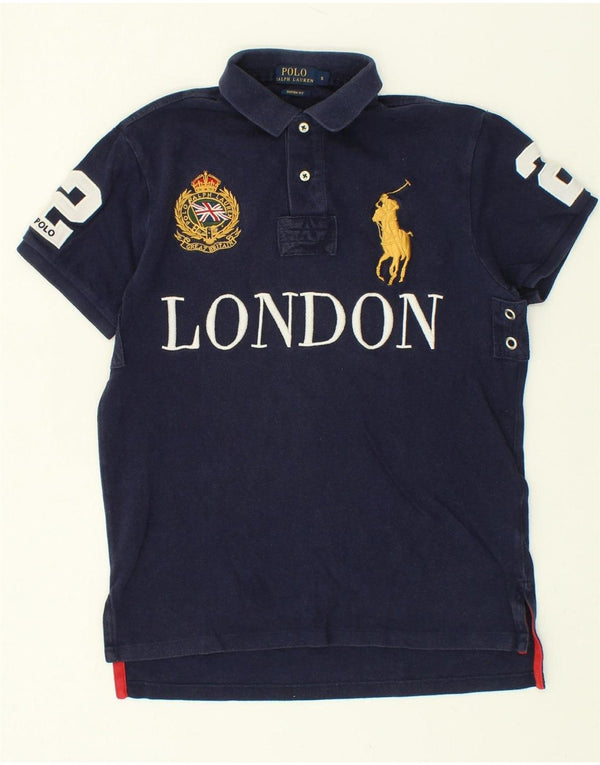 POLO RALPH LAUREN Polo de rugby gráfico de ajuste personalizado para hombre pequeño azul marino