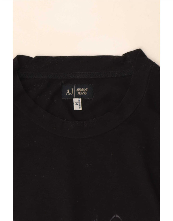 Armani Jeans Hombre Camiseta Gráfica Top Medium Negro