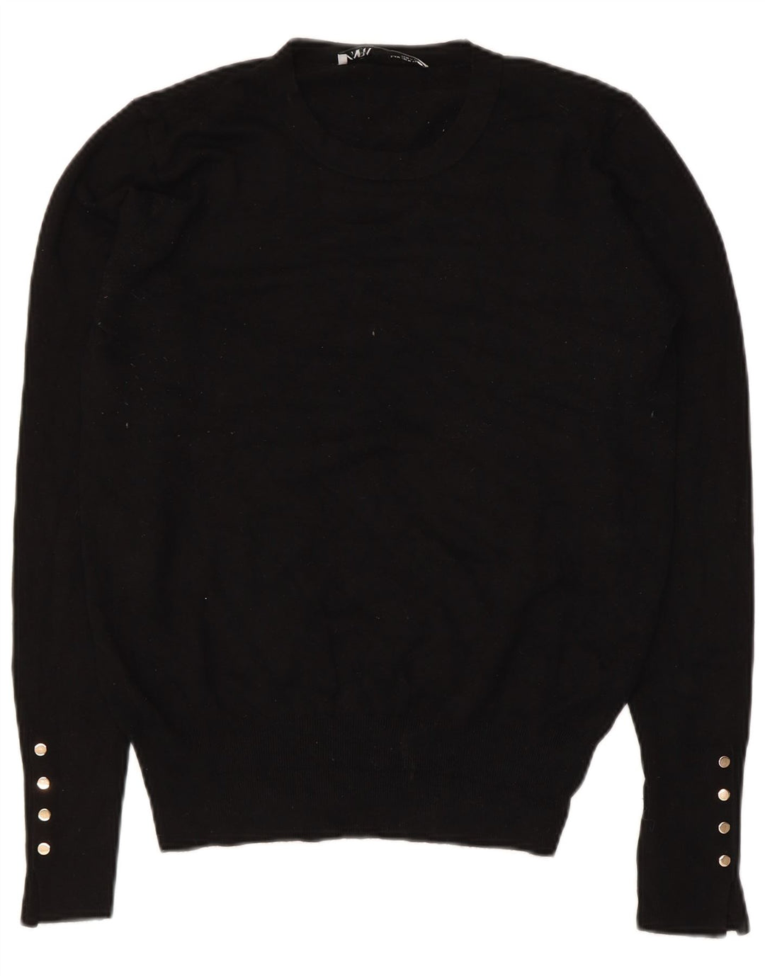 Zara - Jersey de cuello redondo para mujer, talla 40, viscosa negra mediana