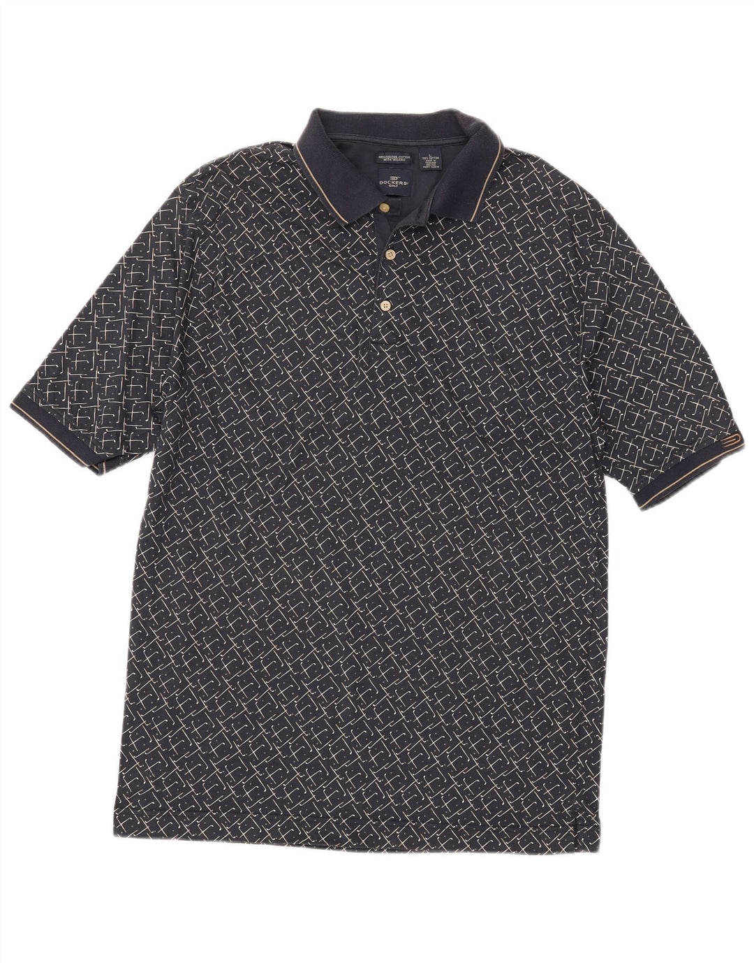 DOCKERS Polo para hombre de algodón geométrico azul marino grande