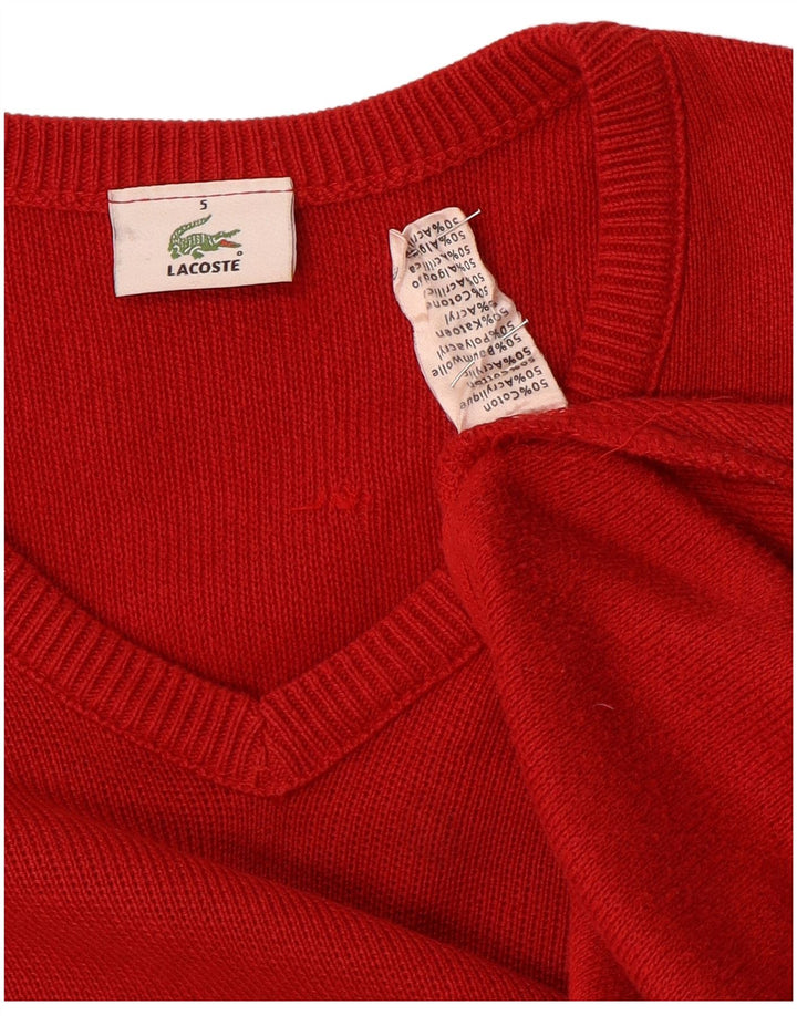 Lacoste - Jersey con cuello en V para hombre, talla 5, algodón rojo grande