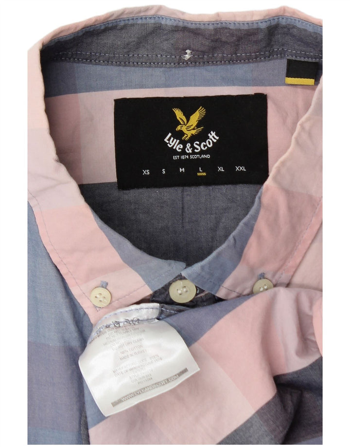Lyle & Scott Camisa de manga corta para hombre de algodón a cuadros multicolor grande