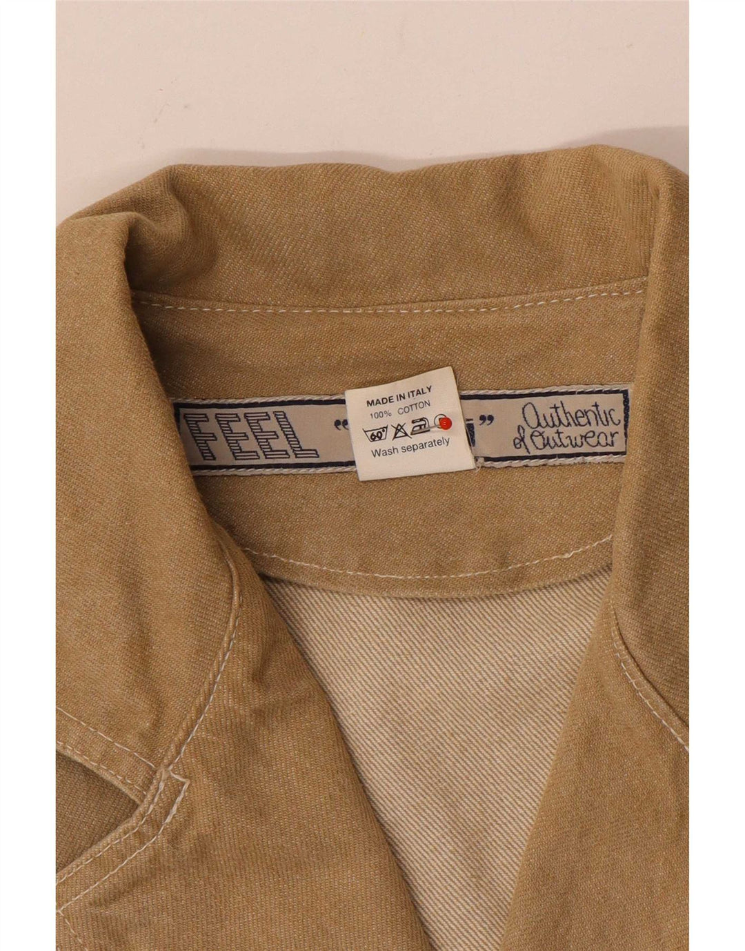 Vintage mujer crop denim chaqueta Reino Unido 14 algodón marrón medio