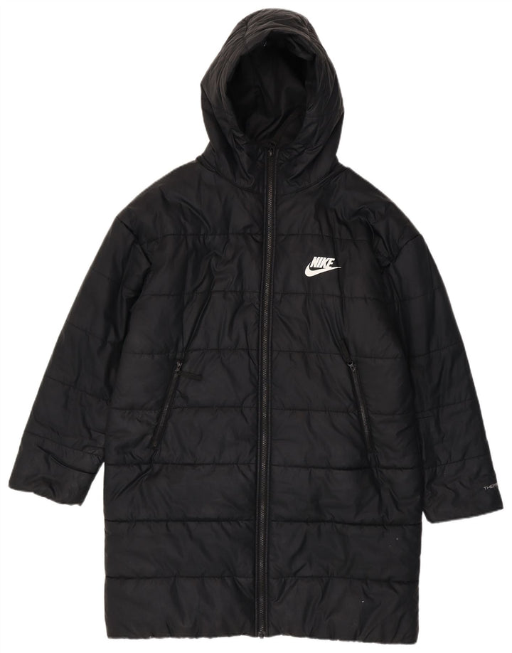 Nike Chaqueta acolchada con capucha Therma-Fit Graphic para mujer, talla 40, talla M, color negro