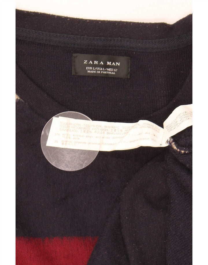 Zara Hombre Jersey De Cuello Redondo Jersey Grande Acrílico A Rayas Multicolor