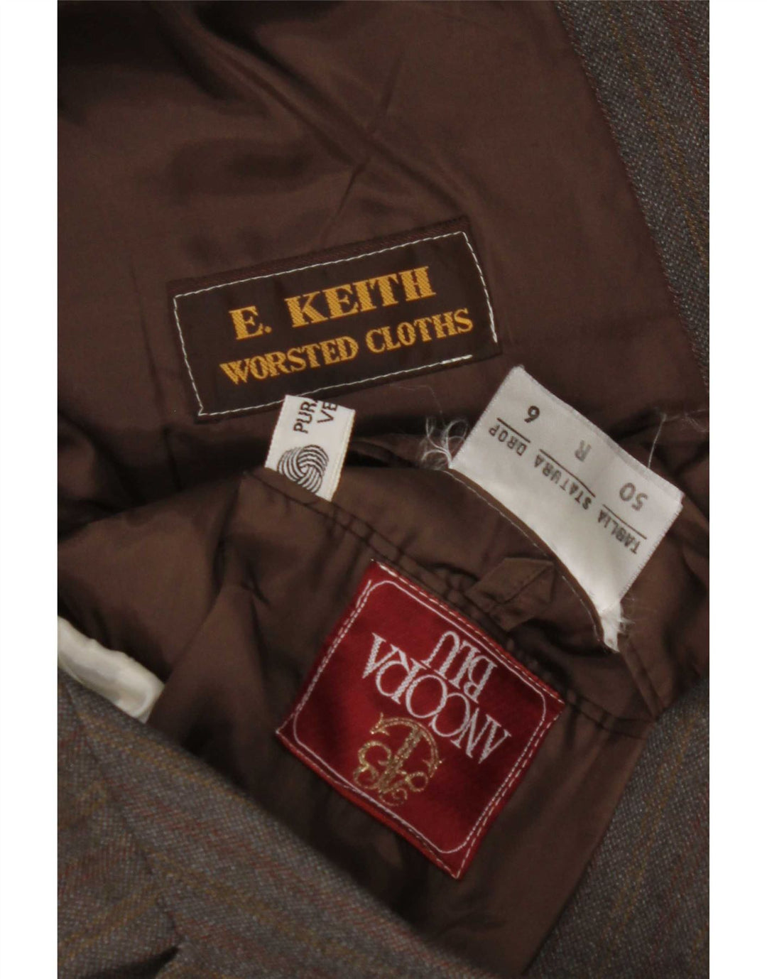 Vintage hombres chaqueta blazer de doble pecho IT 50 rayas grises grandes