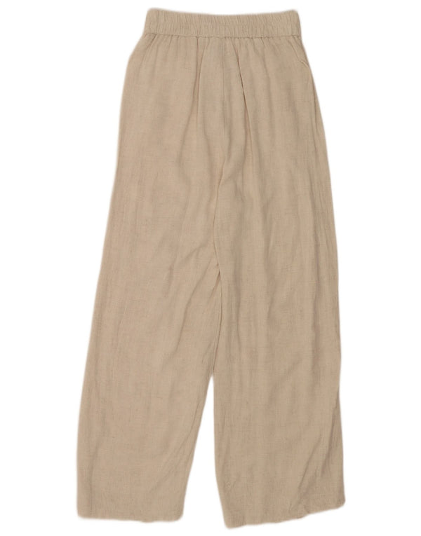 Stradivarius Pantalones Casuales De Pierna Ancha De Cintura Alta Para Mujer XS W24 L24 Beige