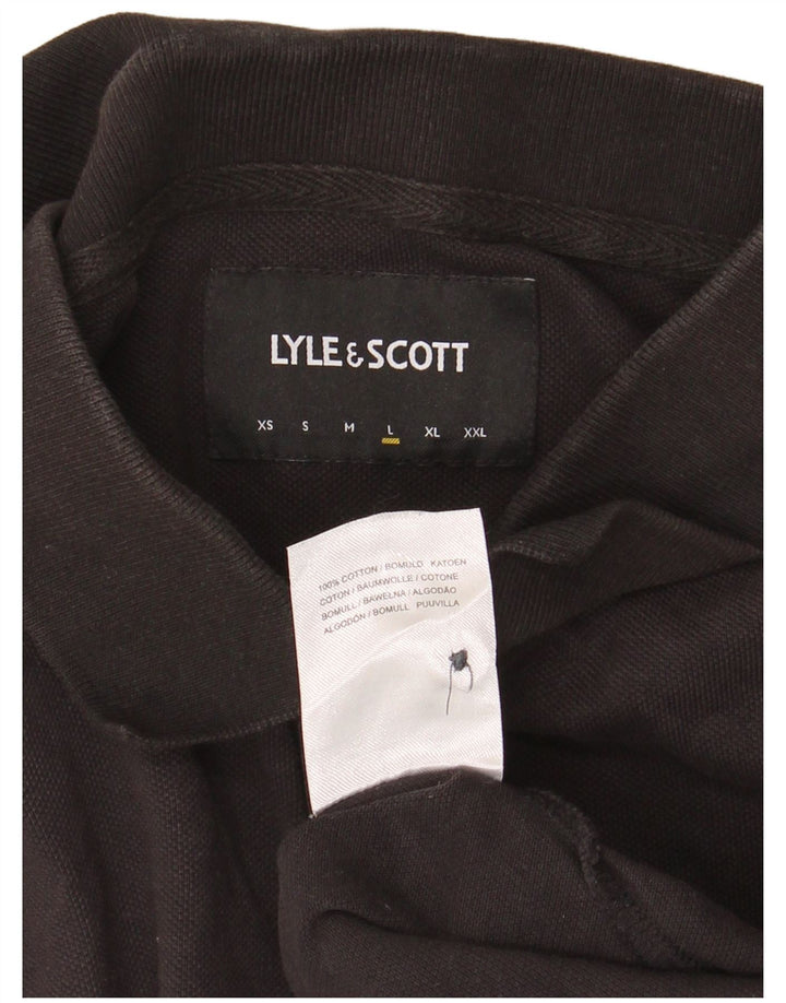 Lyle & Scott Polo para hombre grande de algodón negro