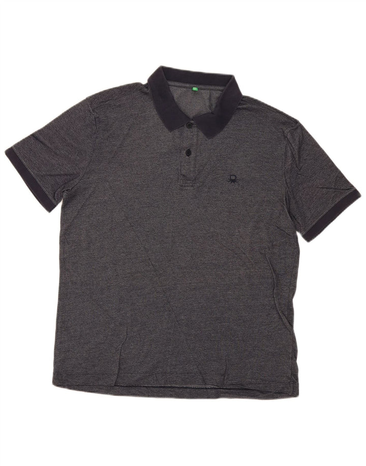 Benetton Polo De Hombre Grande Azul Marino Moteado