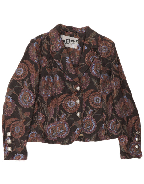 Vintage mujer 3 botones Blazer chaqueta IT 50 XL lana floral negra