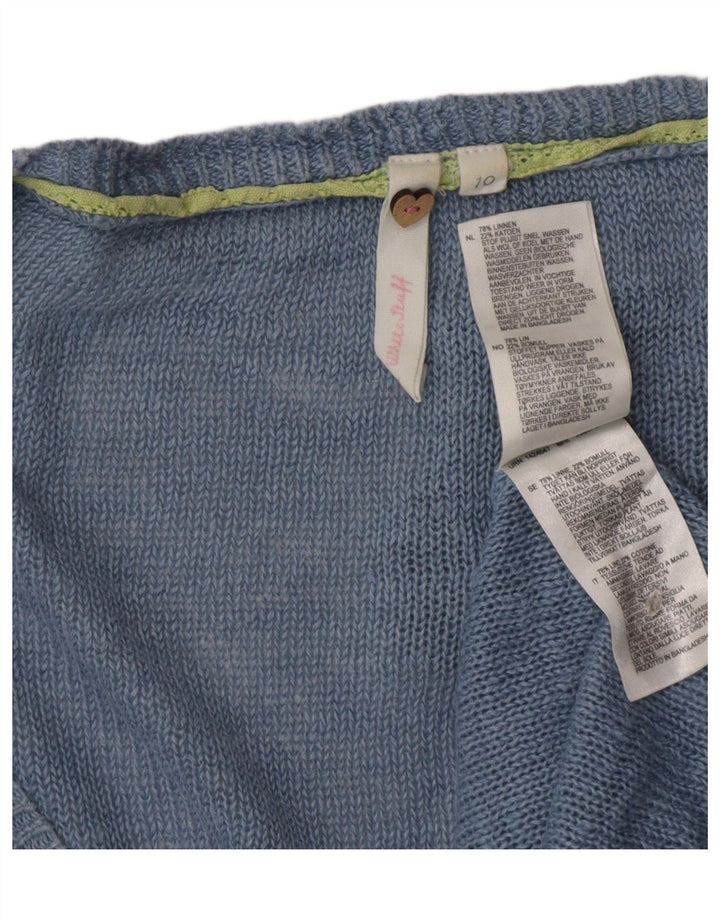 WHITE STUFF Suéter tipo cárdigan para mujer UK 10 Small Blue Linen