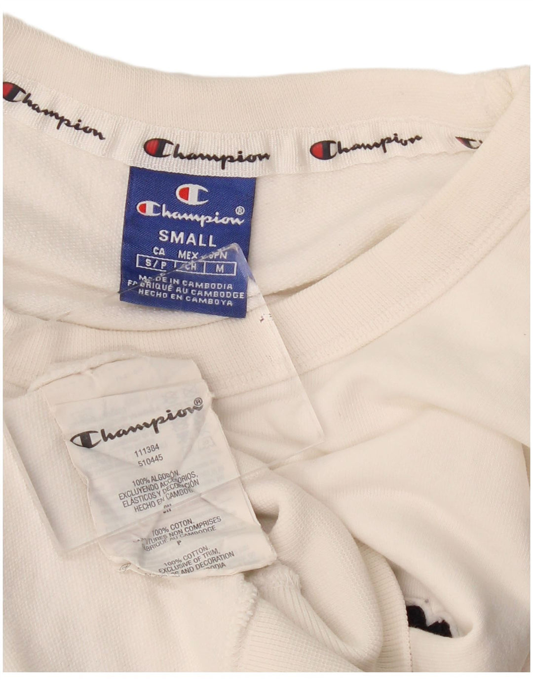 CHAMPION Sudadera con gráfico recortado de gran tamaño para mujer UK 10 Small White