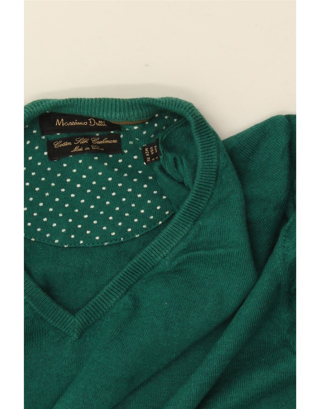 MASSIMO DUTTI Jersey Con Cuello En V Hombre Small Verde Algodón