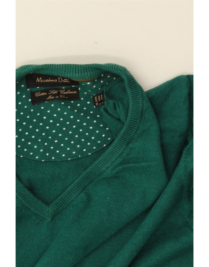 MASSIMO DUTTI Jersey Con Cuello En V Hombre Small Verde Algodón