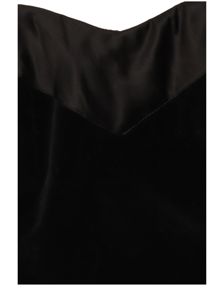VINTAGE Vestido halter de terciopelo para mujer Reino Unido 10 Pequeño Negro
