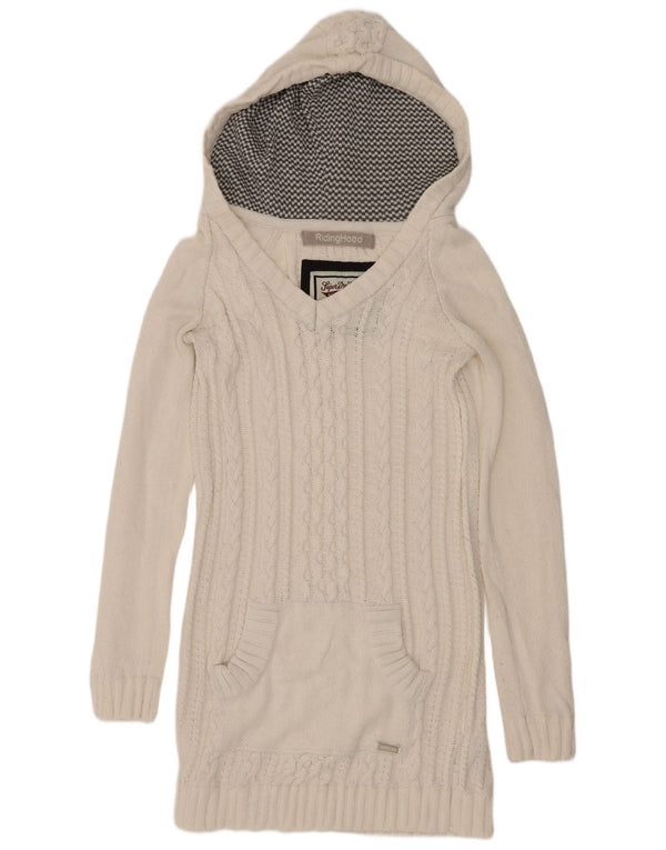 Superdry Vestido tipo jersey de manga larga con capucha para mujer UK 40 XL Acrílico blanco