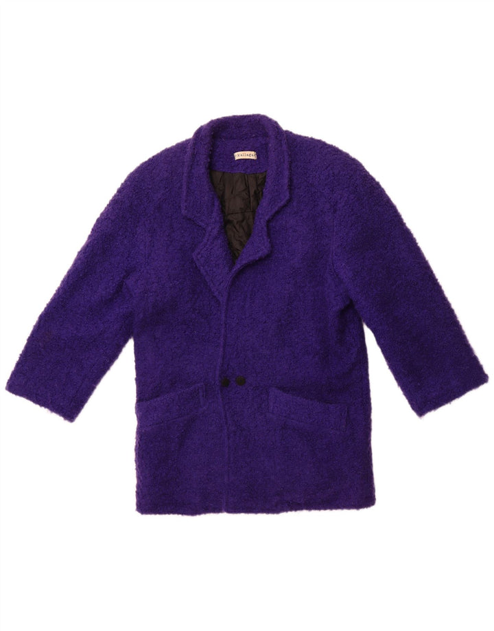 Vintage mujer doble pecho abrigo Reino Unido 12 medio púrpura