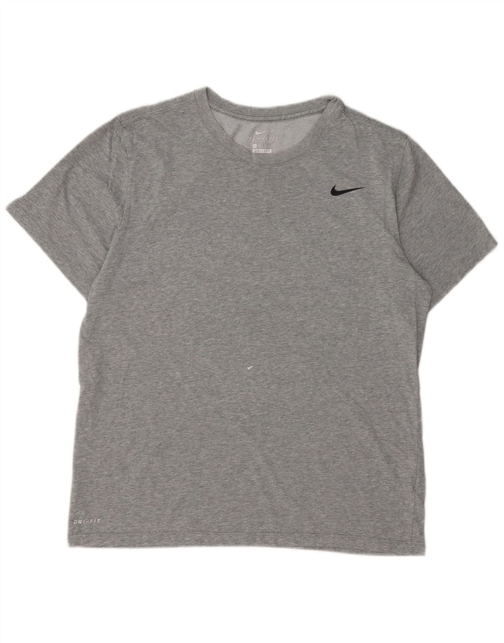 Camiseta Nike Dri Fit para hombre, talla grande, algodón moteado gris