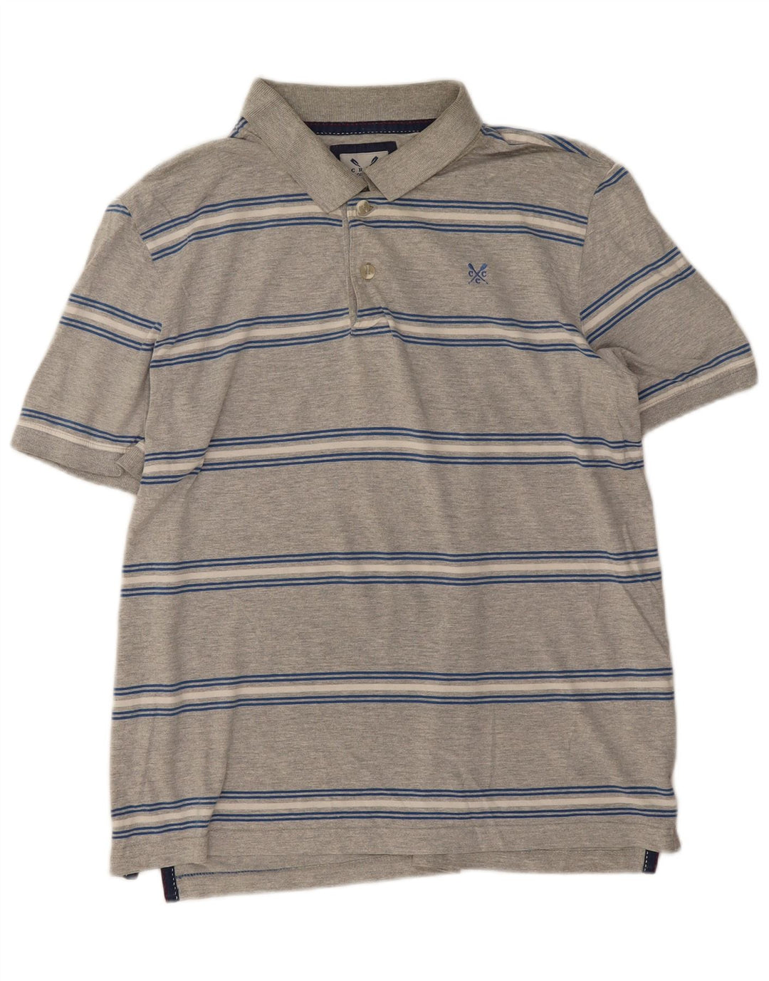 Crew Clothing Polo para hombre de algodón a rayas gris medio