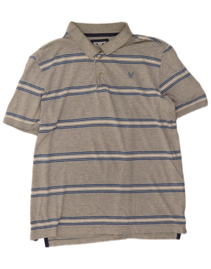 Crew Clothing Polo para hombre de algodón a rayas gris medio