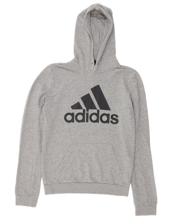 Adidas Hombre Sudadera Con Capucha Gráfica Jersey Pequeño Gris Moteado De Algodón