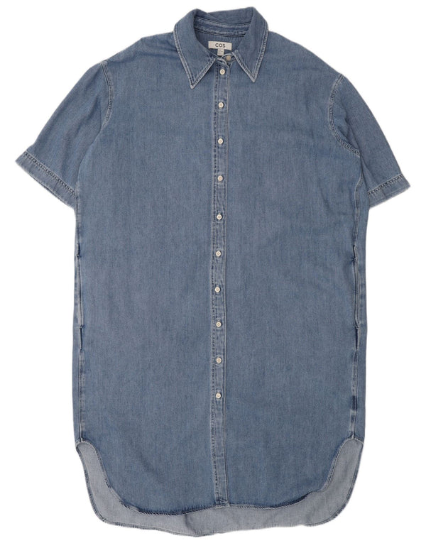 Cos Vestido camisero vaquero de manga corta extragrande para mujer EU 44 XL Algodón azul