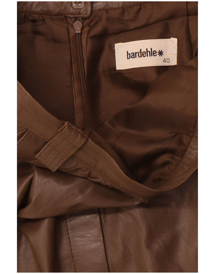 BARDEHLE Falda de cuero para mujer EU 40 Mediana W28 Marrón