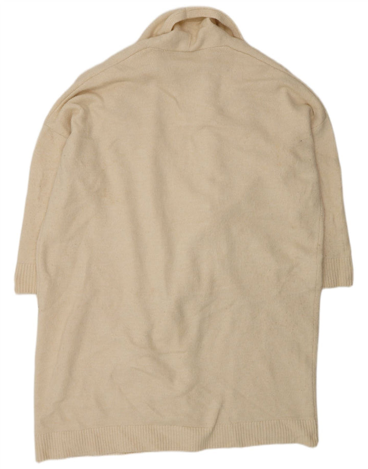 Zara Mujer Suéter Cárdigan Abierto Largo De Gran Tamaño UK 10 Small Off White