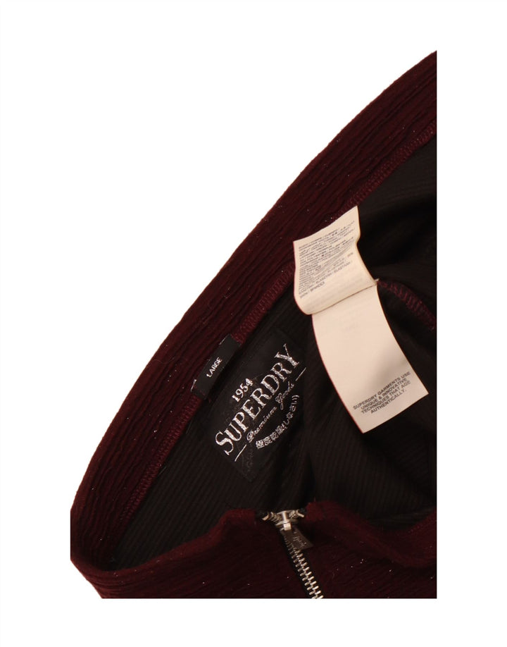 Superdry Minifalda Mujer Grande W32 Poliéster Moteado Burdeos