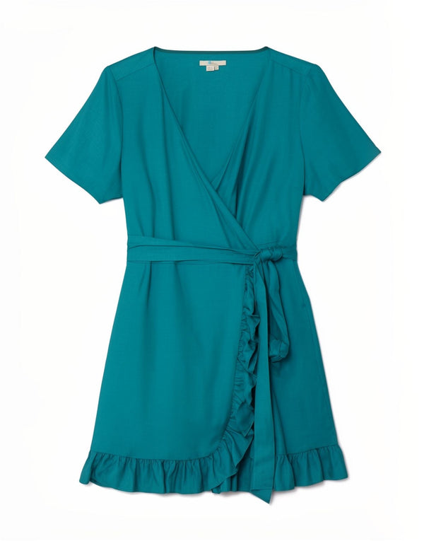 Vestido cruzado con volantes para mujer de Boden UK 40 XL Viscosa azul
