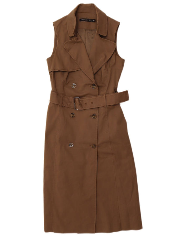 Karen Millen Vestido camisero sin mangas con doble botonadura para mujer UK 8 Small Caqui