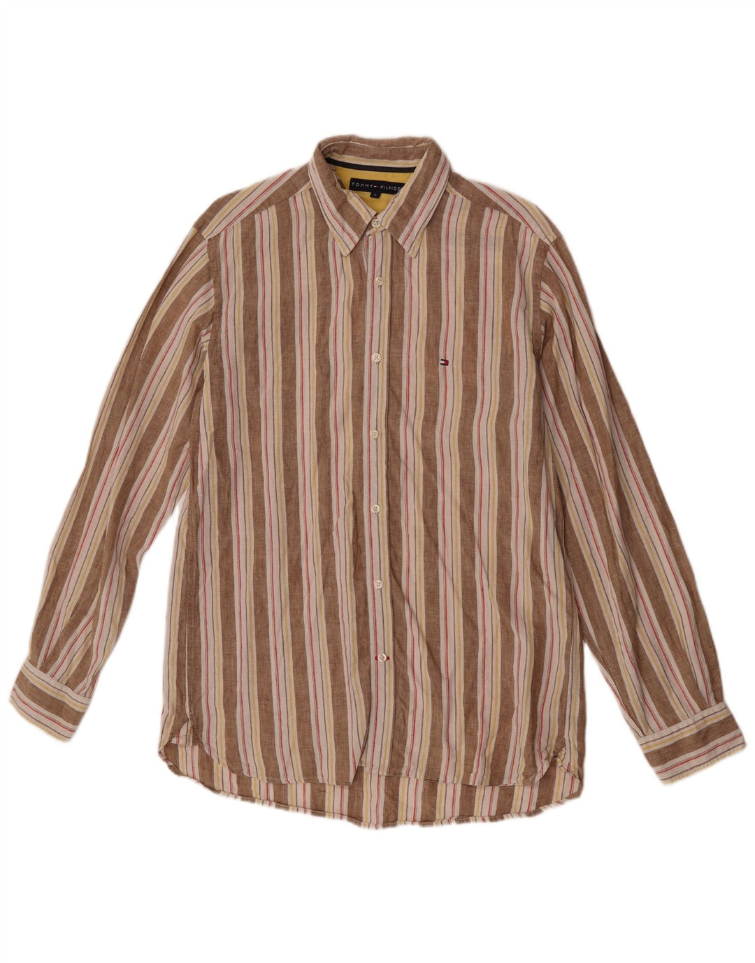 Camisa Tommy Hilfiger Hombre Lino Rayas Beige Medio
