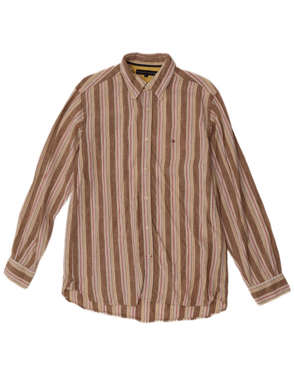 Camisa Tommy Hilfiger Hombre Lino Rayas Beige Medio